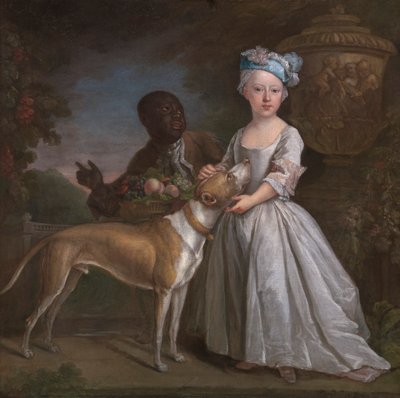 Una Giovane Ragazza con un Servo Schiavo e un Cane da Bartholomew Dandridge