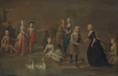 Uvedale Tomkyns Price 1685-1764 e membri della sua famiglia, possibilmente primi anni 1730 da Bartholomew Dandridge