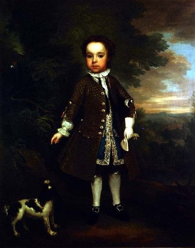 Ritratto di un bambino con uno spaniel e un pappagallo da Bartholomew Dandrige