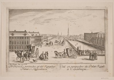 Canale di Frederiksholm, a sinistra Palazzo del Principe da Bartholomæus Roque