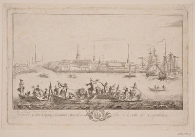Prospetto di Slotsholmen visto dal lago da Bartholomæus Roque