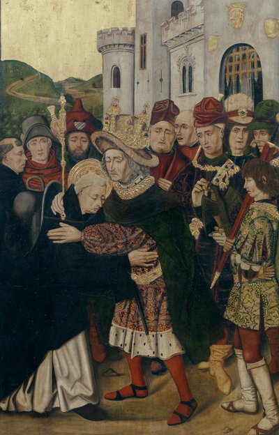 Re Ferdinando I di Castiglia accoglie San Domenico di Silos, 1478-1480 da Bartolomé Bermejo