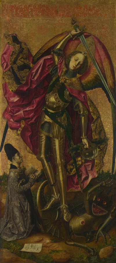 San Michele trionfa sul diavolo, 1468 da Bartolomé Bermejo