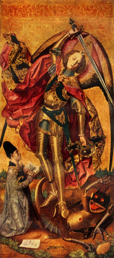 San Michele trionfa sul diavolo, 1468, 1946 da Bartolomé Bermejo