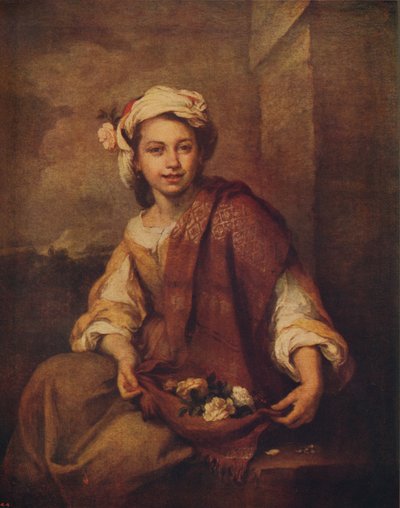 Una ragazza spagnola con fiori da Bartolomé Esteban Murillo