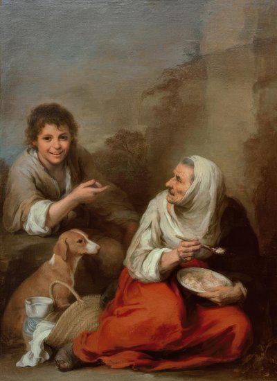 Vecchia donna derisa da un ragazzo da Bartolomé Esteban Murillo