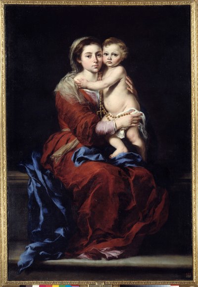 La Vergine del Rosario. Madonna con il Bambino. Dipinto di Bartolomé Murillo (1618-1682) da Bartolomé Esteban Murillo