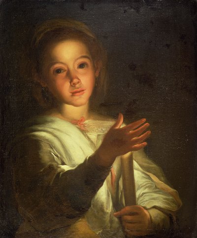 Una giovane ragazza che ombreggia una candela da Bartolome Esteban (follower of) Murillo