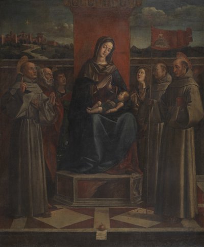 Vergine e Bambino in trono con sei santi, c.1500 da Bartolomeo (attr. to) Montagna