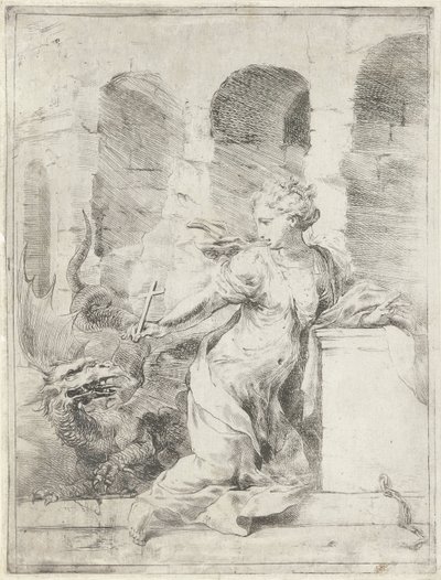 Margherita di Antiochia sfida il drago da Bartolomeo Biscaino