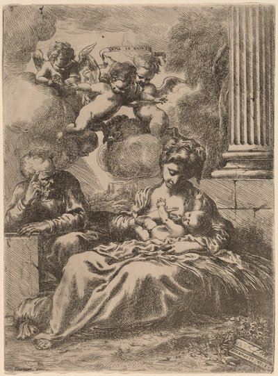 La Sacra Famiglia accanto a una colonna da Bartolomeo Biscaino