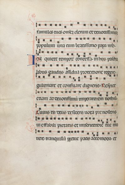 Missale: Fol. 157v: Musica per Exultet, 1469 da Bartolomeo Caporali
