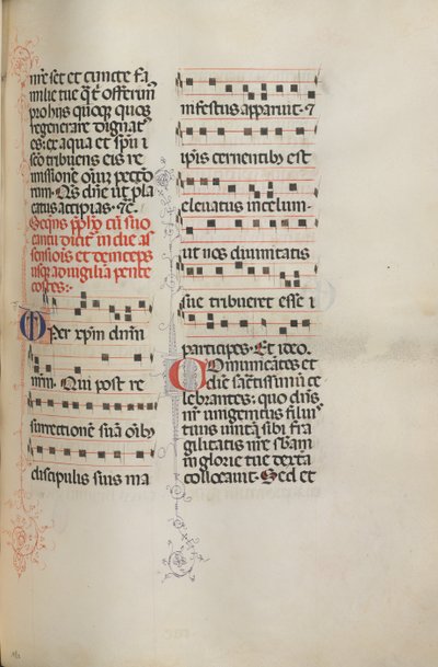 Messale: Fol. 180: Musica per varie preghiere ordinarie, 1469 da Bartolomeo Caporali
