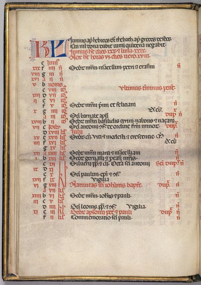 Missale: Fol. 5v: Pagina del calendario di giugno da Bartolomeo Caporali