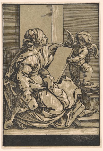 Sibilla che regge una tavoletta con un putto alato da Bartolomeo Coriolano