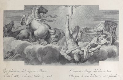 Lastra 34: Auriga, il cocchiere, cade dal carro al centro, con tre cavalli a sinistra da Bartolomeo Crivellari