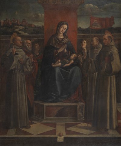 Vergine e Bambino in Trono con Sei Santi, c.1500 da Bartolomeo Montagna