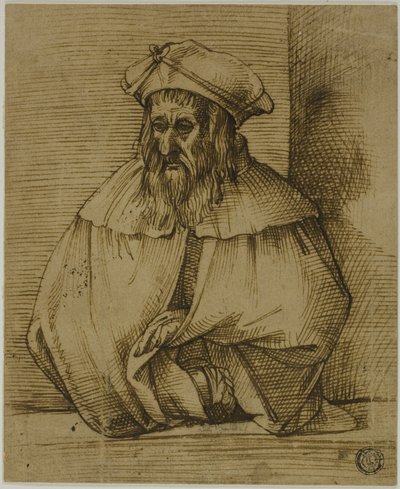 Schizzo a mezzo busto di un gentiluomo con cappello e mantello da Bartolomeo Passarotti