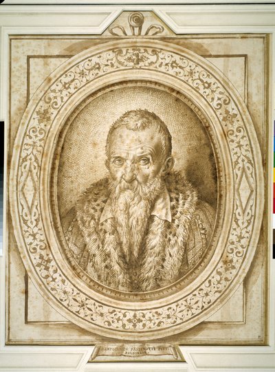 Autoritratto in vecchiaia, con cornice simulata da Bartolomeo Passarotti
