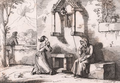 Una figlia che prega la Madonna per la madre malata, incisione di Bartolomeo Pinelli da Bartolomeo Pinelli
