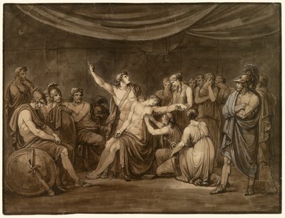 Achille giura di vendicare il morto Patroclo, ucciso da Ettore da Bartolomeo Pinelli