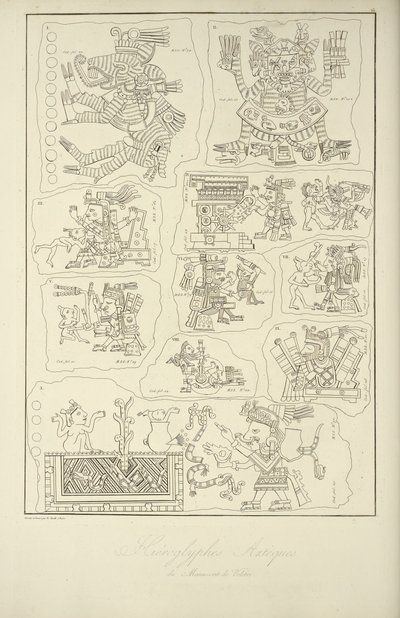 Geroglifici aztechi dal manoscritto di Veletri, illustrazione da 