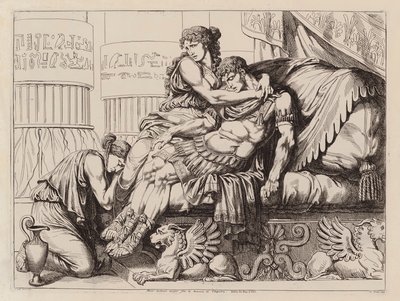 Morte di Marco Antonio tra le braccia di Cleopatra, 30 a.C. (acquaforte) da Bartolomeo Pinelli