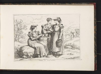 Tre donne e un bambino di Castel Madama da Bartolomeo Pinelli