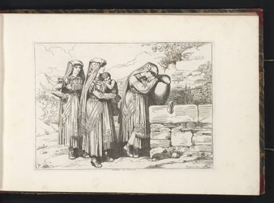 Tre donne e un bambino di Cervara di Roma da Bartolomeo Pinelli