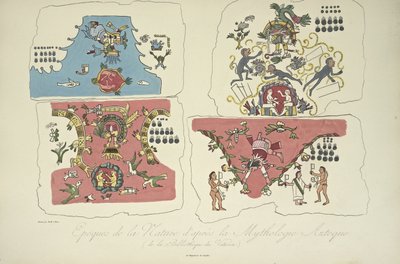 Epoche della Natura, secondo la mitologia azteca, dalla Biblioteca Vaticana, illustrazione da 