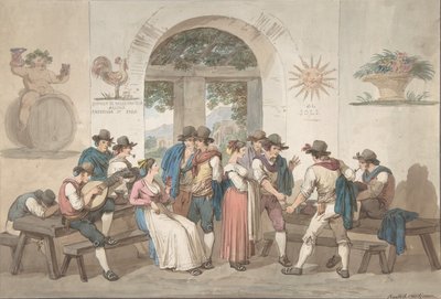 Interno di una locanda romana, 1817 da Bartolomeo Pinelli