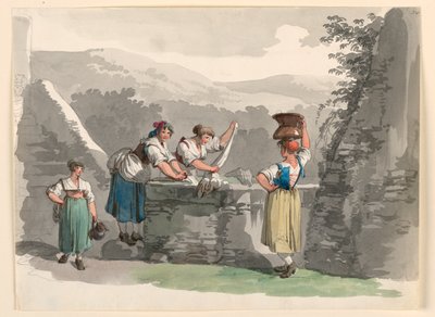 Bucato nelle montagne vicino a Roma da Bartolomeo Pinelli