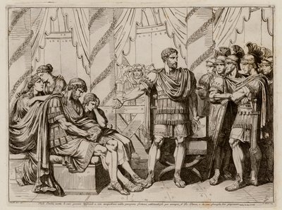 Lucio Emilio Paolo Macedonico indica il re sconfitto Perseo di Macedonia. da Bartolomeo Pinelli