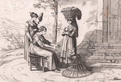 Donne romane in costumi tradizionali, incisione di Bartolomeo Pinelli da Bartolomeo Pinelli