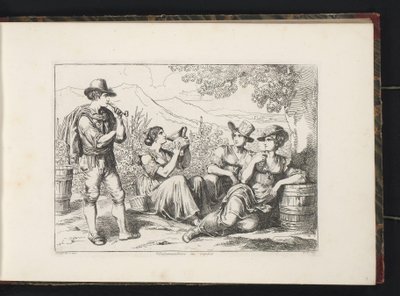 Bevitrici di vino a riposo da Bartolomeo Pinelli