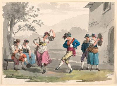 "Saltarello Romano," contadini danzanti nei dintorni di Roma da Bartolomeo Pinelli