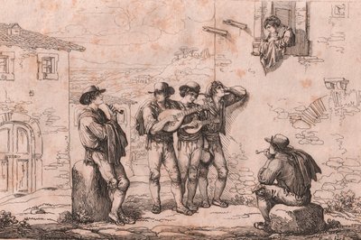 Serenata a Roma, incisione di Bartolomeo Pinelli da Bartolomeo Pinelli