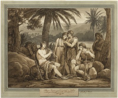 Telemaco suona e canta ai pastori in Egitto, dalle Avventure di Telemaco, Libro 2 da Bartolomeo Pinelli
