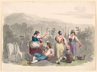 Vendemmia nelle montagne vicino a Roma da Bartolomeo Pinelli