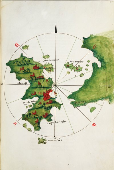 Chios e terraferma adiacente, c.1485 da Bartolomeo da li Sonetti