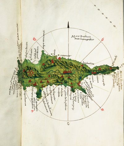 Mappa di Cipro, c.1485 da Bartolomeo da li Sonetti