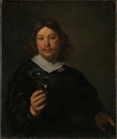 Uomo che tiene un bicchiere di vino da Bartolomeus van der Helst