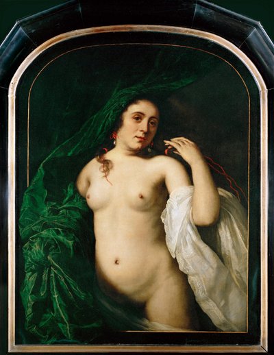 Donna nuda che solleva una tenda (dipinto su tela) da Bartolomeus van der Helst