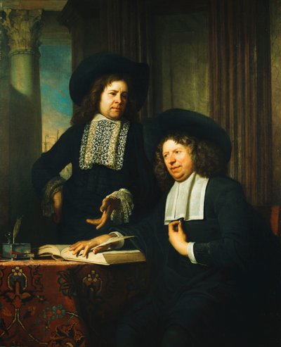 Due gentiluomini, uno seduto a un tavolo da Bartolomeus van der Helst