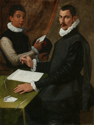 Ritratto di un uomo sconosciuto e il suo servitore da Bartolommeo (attr. to) Passerotti