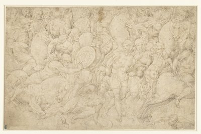 Combattimento tra cavalleria e fanteria e il trasporto di prigionieri da Bartolommeo Neroni (attributed to)