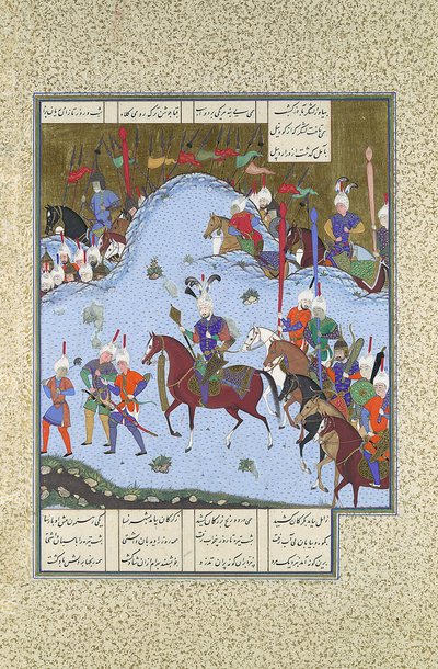 Bahram Gur avanza furtivamente contro il Khaqan, Folio 577v da... da Bashdan Qara