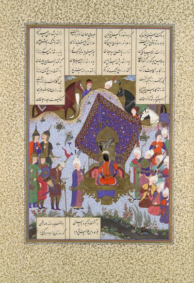 Rustam addolorato davanti a Kai Kavus, Folio 146r dal Shahnama Libro dei Re..., ca. 1525-30 da Bashdan Qara