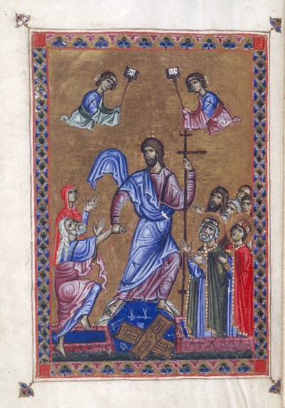 Egerton 1139, f.9v Discesa agli inferi, illustrazione dal 