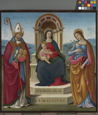 Madonna col Bambino con San Giusto di Volterra e Santa Margherita di Antiochia da Bastiano Mainardi